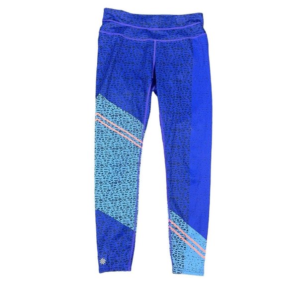 Athleta Purple Blue Asym Camo Print Sonar 7/8 Work Out Leggings Women's Size S - Picture 1 of 16